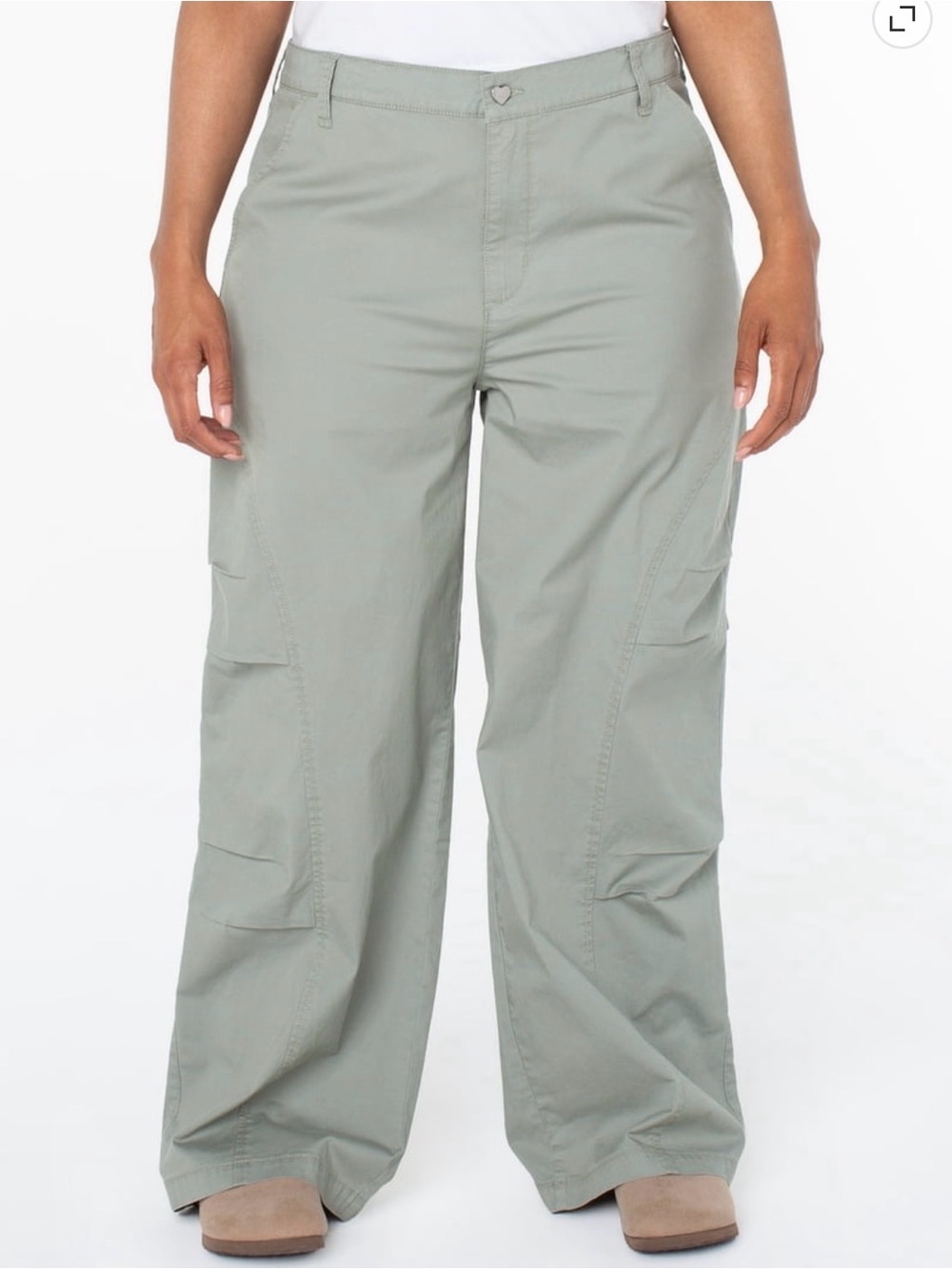 Wide-Leg Utility Pants in Sage Green